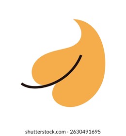 Minimalist yellow autumn falling leaf, simple illustration of natural foliage