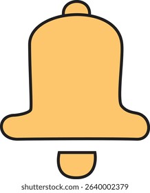 Minimalist Yellow Bell Icon Vector Illustration – Notification Alert Symbol for App Interface, Reminder Design, and Sound Alert Concepts