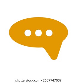 Burbuja de chat amarillo minimalista con tres puntos, que simboliza el mensaje, la comunicación, el habla y la interacción en línea en un diseño moderno.