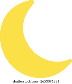 Minimalist yellow crescent moon illustration used for Islamic New Year, Ramadan, Eid decorations, or festive greeting designs.