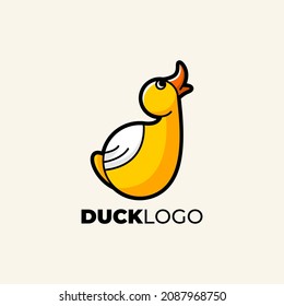 Minimalist yellow duck logo mascot character