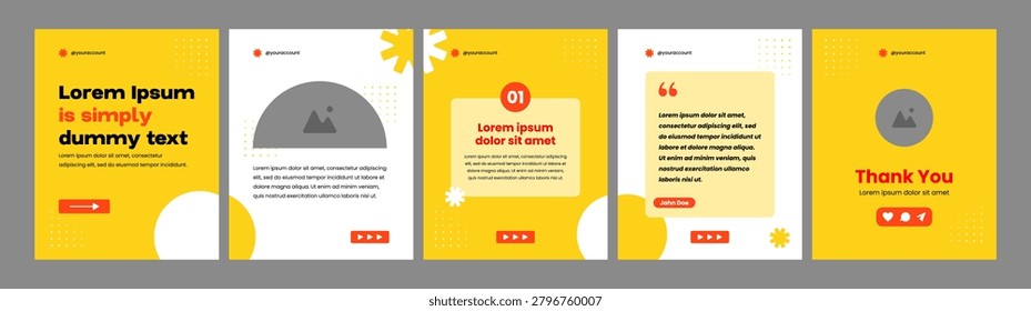 Minimalist yellow geometric microblog carousel template for social media