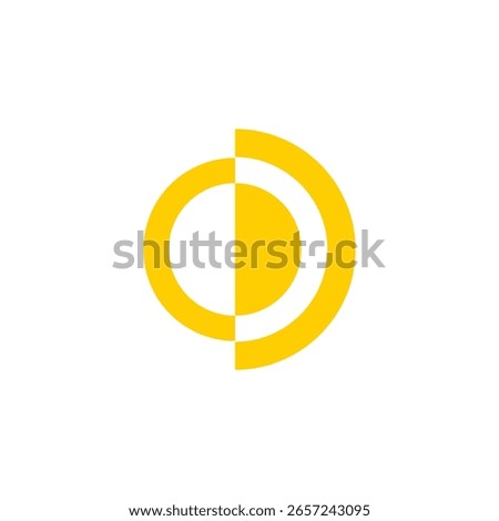 A minimalist yellow logo composed of two interlocking semi-circles, forming a stylized letter 'C' and an abstract 'O' or half-circle shape