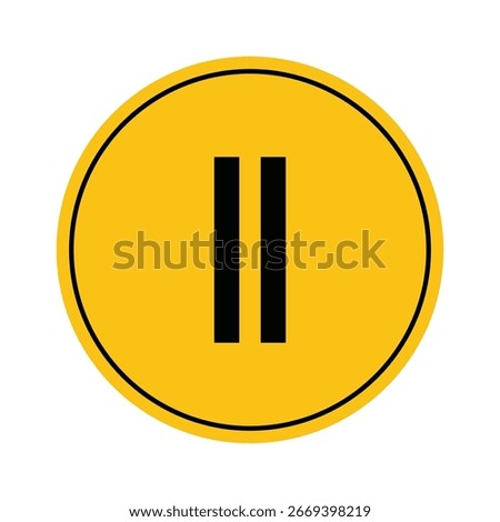 Minimalist Yellow Pause Button Symbol for User Interface Design
