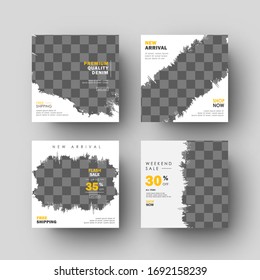 Minimalist Yellow Social Media Feed Post Banner Splash Texture, sale promotion and digital marketing, ads banner, promotion, fahsion sale Template