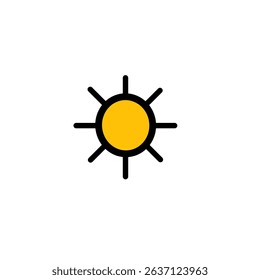 Minimalist Yellow Sun Icon Flat Vector Design
