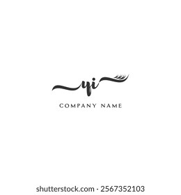 Minimalist YI Logo Design with Abstract Feather Element