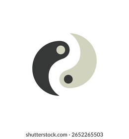 Um símbolo minimalista Yin Yang representando equilíbrio e harmonia entre opostos.
