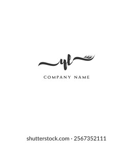 Minimalist YL Logo Design with Abstract Feather Element