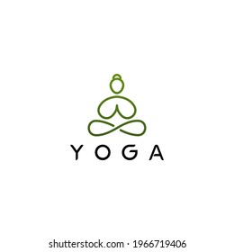 Minimalist Yoga logo icon line art outline style vector illustration