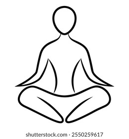 Minimalist Yoga Pose Icon Simple Line Drawing of Meditation Silhouette.