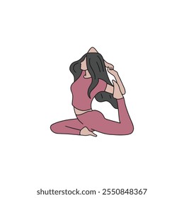 Ilustração minimalista da postura de Yoga de uma mulher em um fundo branco