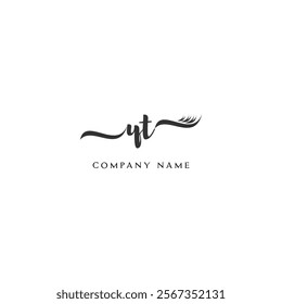 Minimalist YT Logo Design with Abstract Feather Element