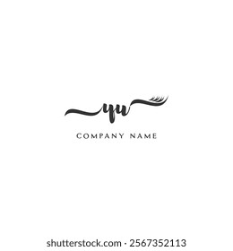 Minimalist YU Logo Design with Abstract Feather Element