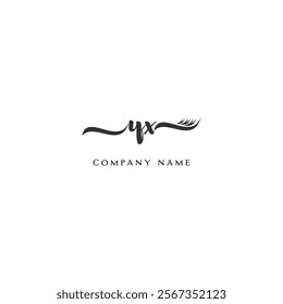 Minimalist YX Logo Design with Abstract Feather Element