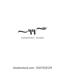 Minimalist YY Logo Design with Abstract Feather Element