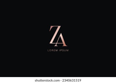 minimalist Za letter fashion brand design modern style creative golden wordmark design typography illustration, az lettering, za logo