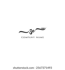 Minimalist ZE Logo Design with Abstract Feather Element