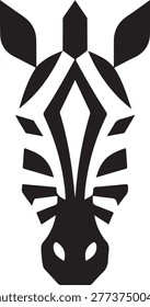Minimalist Zebra Head Logo Vector Illustration, Geometric Animal Silhouette Icon Isolated on White.
