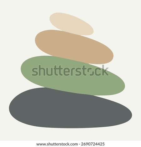 Minimalist Zen Rock Stack Illustration – Abstract Pebble Balance Art in Earth Tones