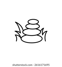 Minimalist Zen Stones with Plant Outlines: Harmony and Serenity Concept