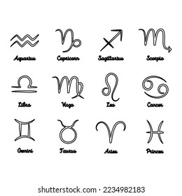 Minimalist zodiac sign
line icon, horoscope constellation outline illustration. Sketching of Star signs for astrology horoscope isolated Minimal zodiac line stylized symbols linear