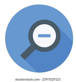 Minimalist zoom-out icon with magnifying glass and minus sign.