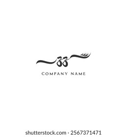 Minimalist ZZ Logo Design with Abstract Feather Element