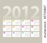 minimalistic 2012 calendar design - week starts with sunday
