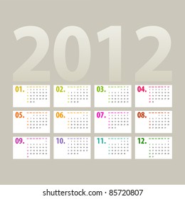 minimalistic 2012 calendar design - week starts with sunday