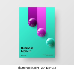 Minimalistic 3D balls annual report illustration. Colorful company brochure vector design concept.