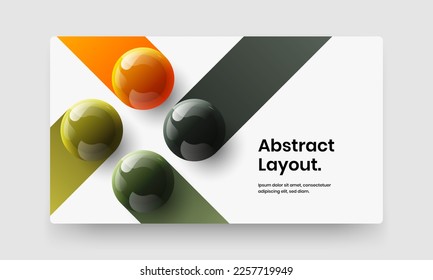 Minimalistic 3D balls annual report layout. Unique placard vector design illustration.