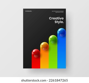 Minimalistic 3D balls banner layout. Premium catalog cover A4 vector design illustration.