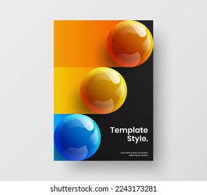 Minimalistic 3D balls booklet illustration. Premium cover vector design template.