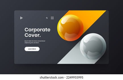 Minimalistic 3D balls booklet layout. Fresh catalog cover vector design illustration.