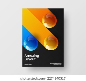Minimalistic 3D balls corporate identity concept. Isolated poster A4 vector design illustration.