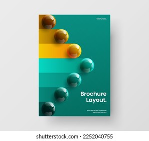 Minimalistic 3D balls flyer illustration. Premium corporate identity A4 design vector concept.