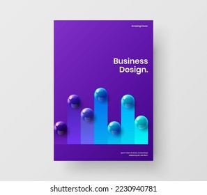 Diseño minimalista de portadas de bolas 3D. Folleto corporativo Vivid ilustración de diseño de vectores A4.