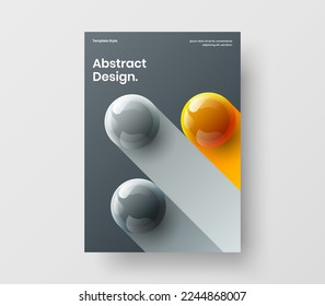 Minimalistic 3D balls handbill template. Isolated banner A4 vector design layout.