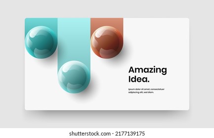 Minimalistic 3D balls pamphlet template. Simple website design vector concept.