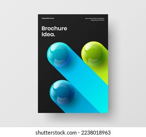 Minimalistic 3D balls placard layout. Amazing company identity A4 vector design concept.