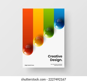 Minimalistic 3D balls poster template. Premium banner A4 vector design concept.