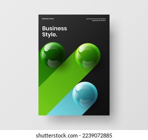 Minimalistic 3D balls poster template. Original annual report A4 design vector concept.