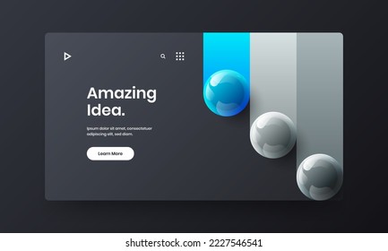 Minimalistic 3D balls site illustration. Modern handbill vector design layout.