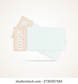 Cupones 3d minimalistas. Una Plantilla para el diseño de un vale de regalo para un cartel publicitario. Vector 3D Cupón