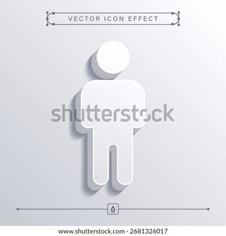 Minimalistic 3D human user icon with smooth white vector design