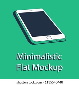 Minimalistic 3d isometric flat illustration of mobile phone. perspective view. Mockup generic smartphone. Template for infographics or presentation UI design.
