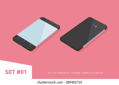 Minimalistic 3d isometric flat illustration of mobile phone. perspective view. Mockup generic smartphone. Template for infographics or presentation UI design