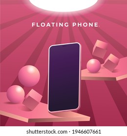 Minimalistisches 3D-Isometrie-Handy. Ansicht der Smartphone-Perspektive. Seitenansicht. Vorlage für Infografiken oder Präsentationen Benutzeroberfläche Design-Schnittstelle.