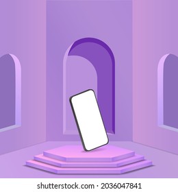 Minimalistisches 3D-Isometrie-Handy. Ansicht der Smartphone-Perspektive. Seitenansicht. Vorlage für Infografiken oder Präsentationen Benutzeroberfläche Design-Schnittstelle.